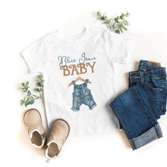 Modern Denim Boy Blue Jean Baby Shower T-Shirt (Creator Uploaded)