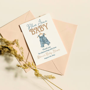 Modern Denim Boy Blue Jean Baby Shower Thank You Card
