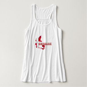 Modern Denmark Danish Letter MAP Flag Souvenir Singlet