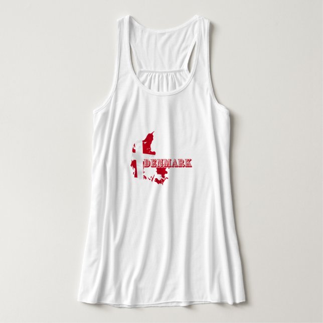 Modern Denmark Danish Letter MAP Flag Souvenir  Singlet (Design Front)