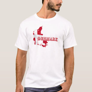 Modern Denmark Danish Letter MAP Flag Souvenir T-Shirt