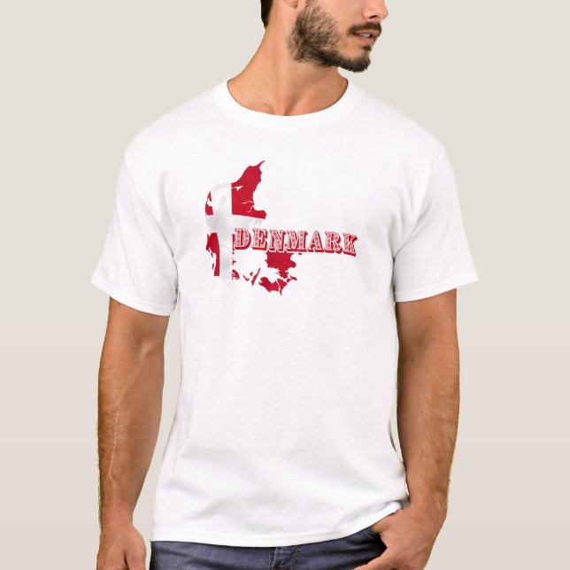 Modern Denmark Danish Letter MAP Flag Souvenir  T-Shirt (Front)