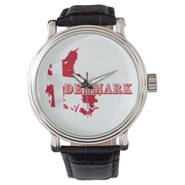 Modern Denmark Danish Letter MAP Flag Souvenir  Watch (Front)