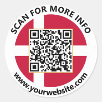 Modern Denmark QR Code Stickers, Danish Flag