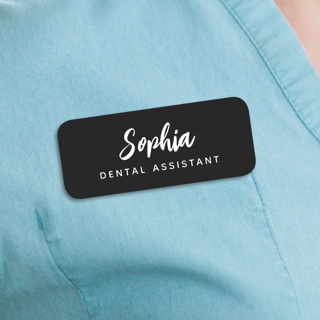 Modern Dental Assistant Script Name Black Name Tag (Creator Uploaded)