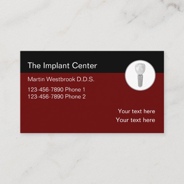Modern Dental Implant Dentist Clinic Business Card (Front)