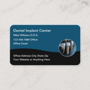 Modern Dental Implants Emblem Business Cards