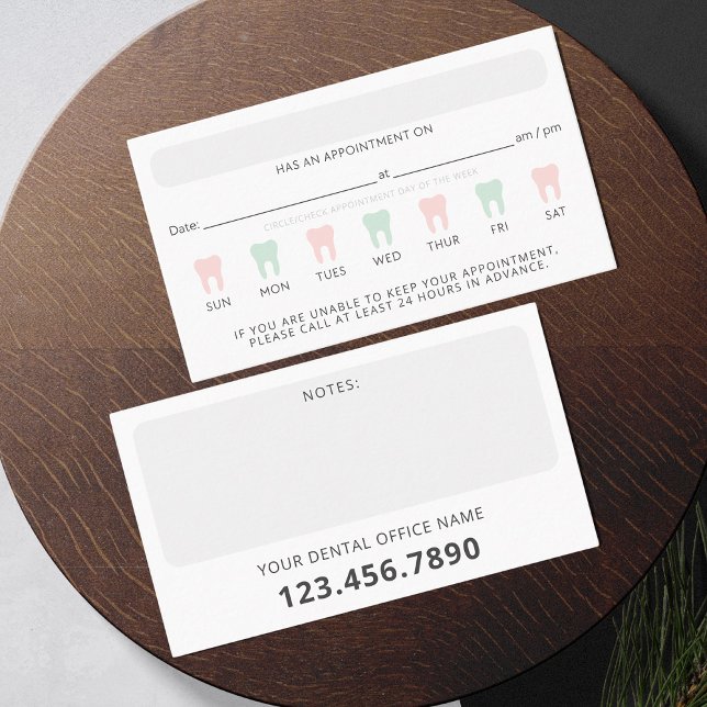 Modern Dental Tooth Appointment Reminder Note Card (Creator Uploaded)