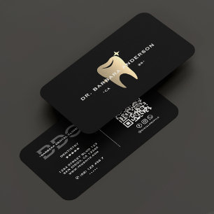 Modern Dentist Black Gold Tooth Business Card