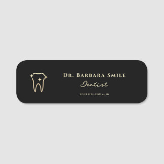MODERN DENTIST DENTAL BLACK GOLD ORTHODONTIST NAME TAG