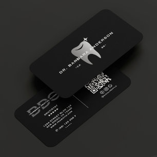 Modern Dentist Dental Cosmetic Clinic Black Grey Business Card