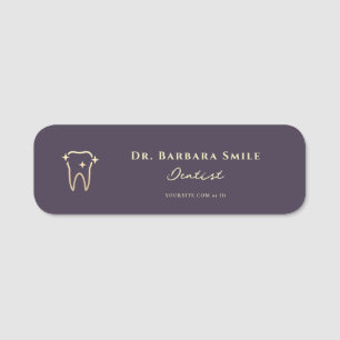MODERN DENTIST DENTAL PURPLE GOLD ORTHODONTIST NAME TAG