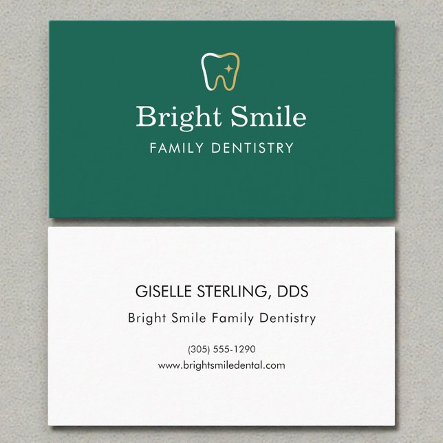 Modern Dentist Dentistry Office Tooth Icon Business Card (Creator Uploaded)