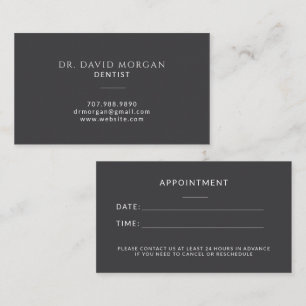 Modern Dentist Grey Orthodontist Appointment Business Card