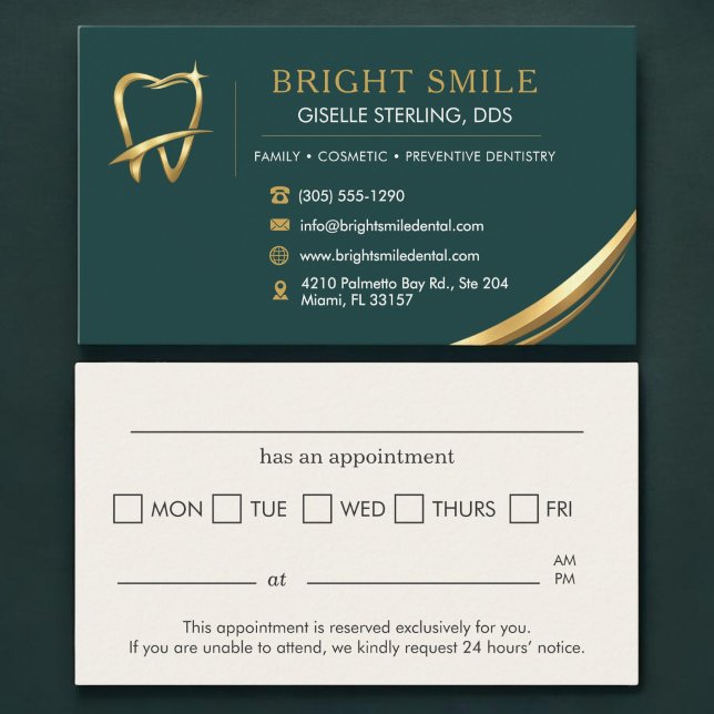 Modern Dentist Logo Dental Appointment Card (Creator Uploaded)