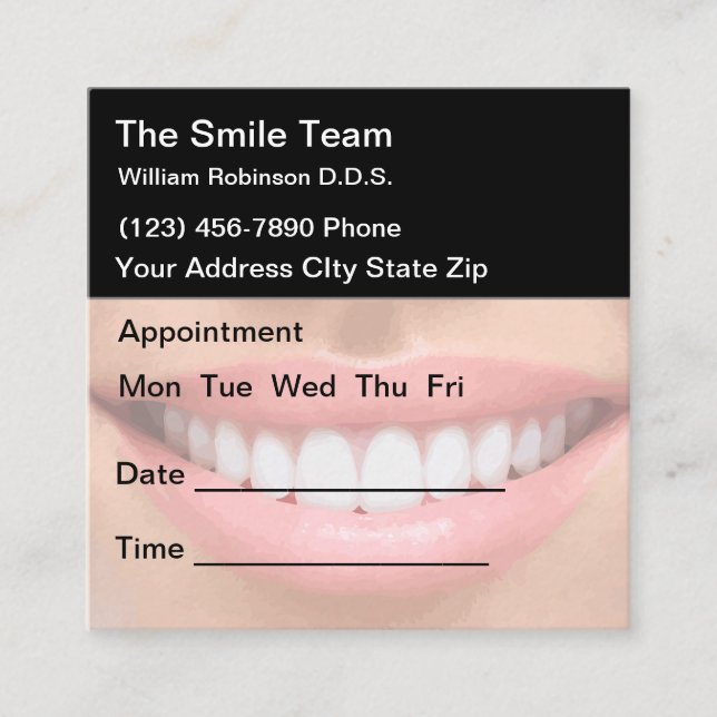 Modern Dentist Office Appointment Business Card (Front)