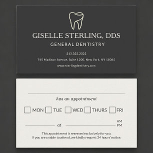 Modern Dentist Office Tooth Appointment Reminder Business Card