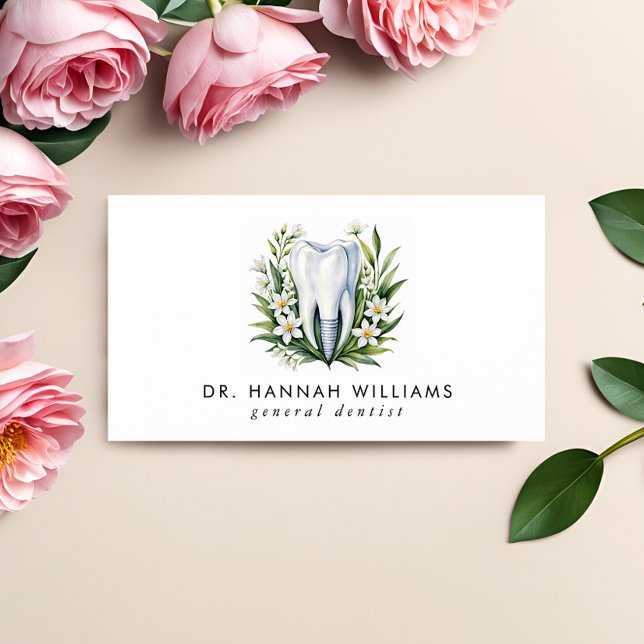 Modern Dentist Orthodontist Watercolor QR Code  Business Card (Creator Uploaded)