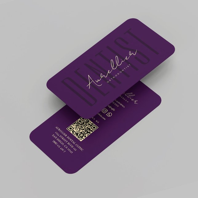 Modern Dentist Purple Gold Monogram Orthodontist Business Card (Modern Dentist Purple Gold Monogram Orthodontist Business Card
)