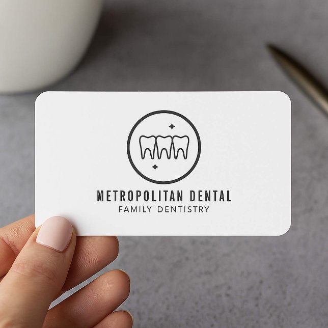 Modern Dentist Teeth Black Logo  Business Card (Creator Uploaded)