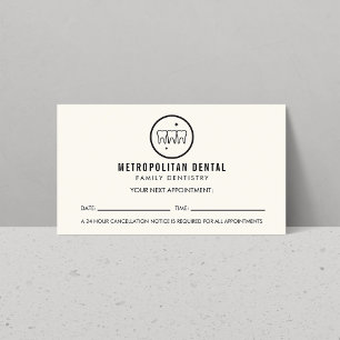 Modern Dentist Teeth Black Logo Ivory Appointment  Business Card