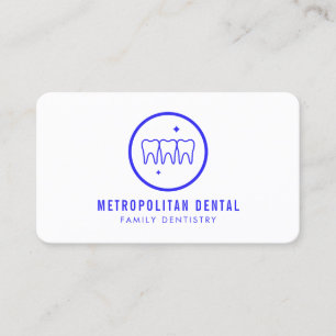 Modern Dentist Teeth Blue Logo Business Card