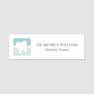 Modern dentist tooth logo light green professional name tag