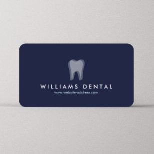 Modern Dentist Tooth Logo on Navy Blue Business Card