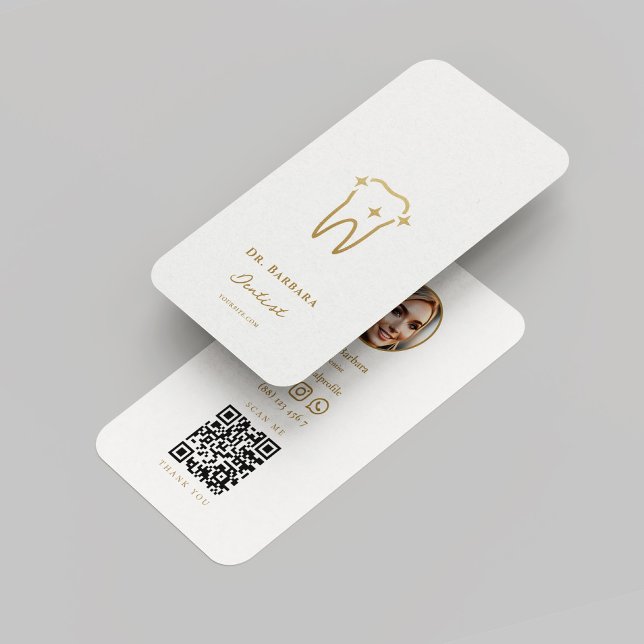 Modern Dentist White Gold Dental Orthodontist Business Card (Modern Dentist White Gold Dental Orthodontist Business Card
)