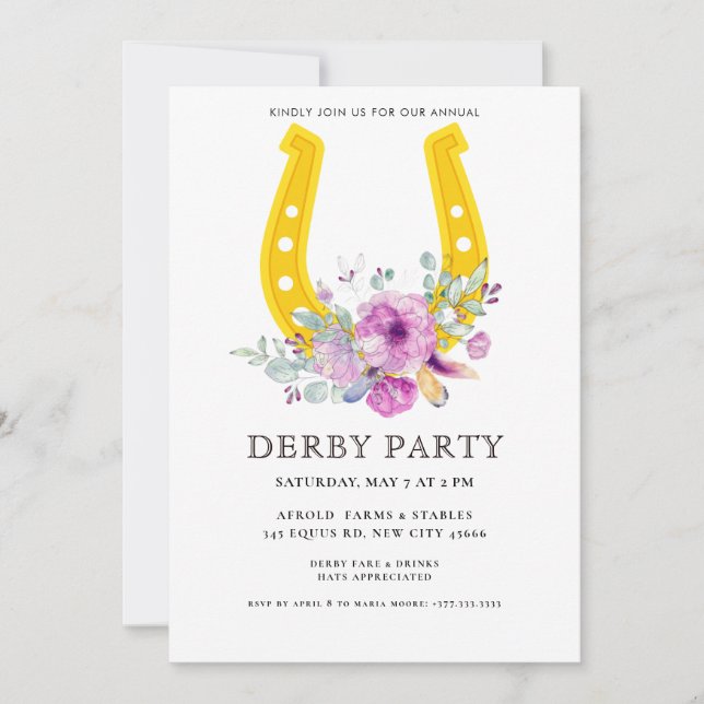 Modern  Derby Party  Invitation (Front)