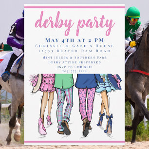 Modern Derby Party Stylish Couples Horse Racing  Invitation