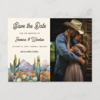 Modern Desert Cactus Photo Save the Date 