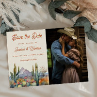 Modern Desert Cactus Photo Save the Date 