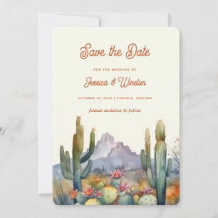 Modern Desert Cactus Save the Date Invitation