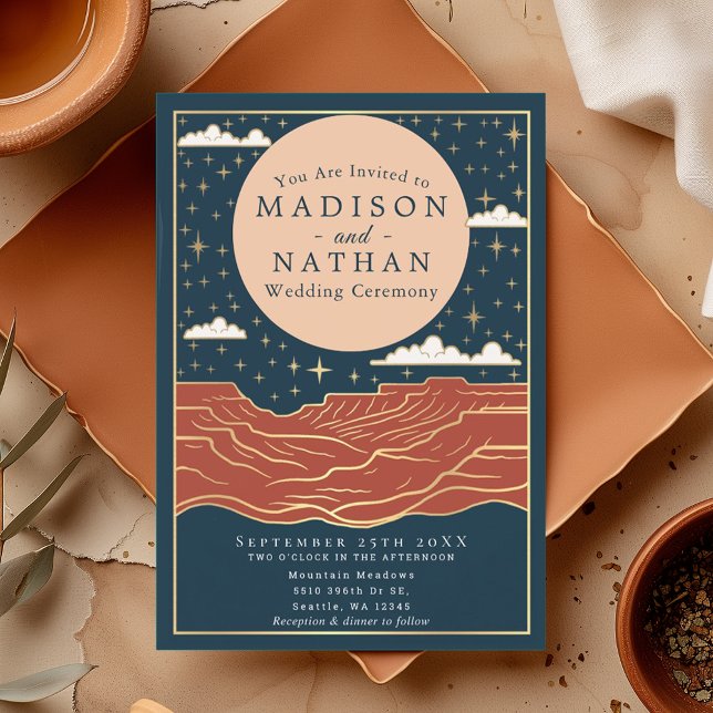 Modern Desert Moon Canyon Wedding Invitation (Creator Uploaded)