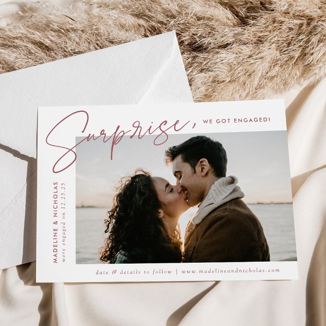 Modern Desert Rose Surprise Photo Engagement Announcement (Creator Uploaded)