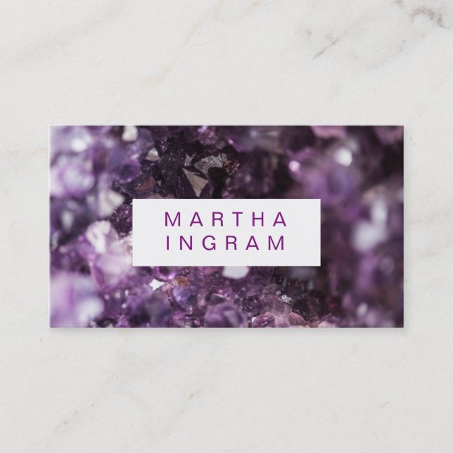 modern Design Bold Purple Amethyst Crystal Business Card (Front)