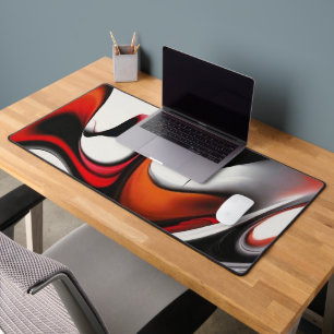 Modern Design Liquid Shapes Red Black Grey Desk Mat