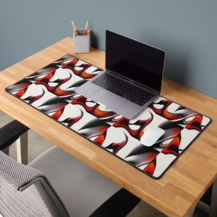 Modern Design Liquid Shapes Red Black Grey Pattern Desk Mat