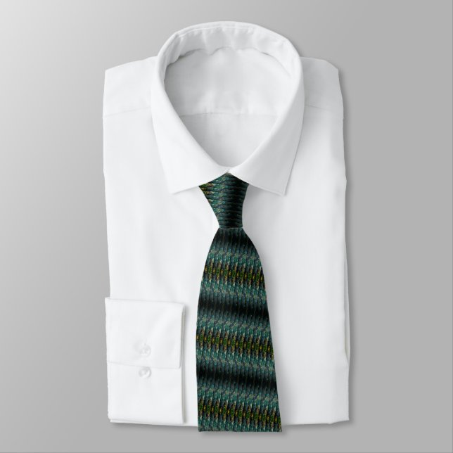 Modern Design Neck Tie - Blue Green Energy (Tied)