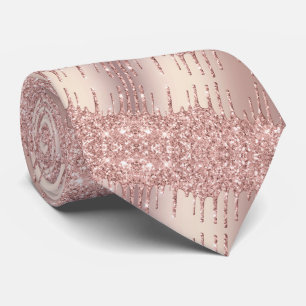Modern Design Neck Tie Rose Blush Glitter Drips