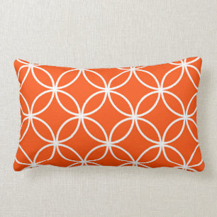 Modern Design Overlapping Circles in Orange Lumbar Cushion