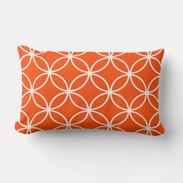 Modern Design Overlapping Circles in Orange Lumbar Cushion (Front)