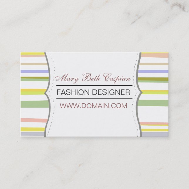Modern Design  Pale Coloured Retro Stripes Business Card (Front)