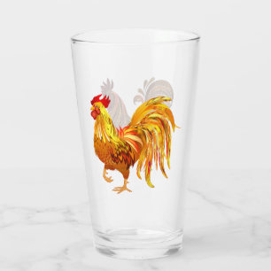 Modern Design Rooster Chicken Art  Glass
