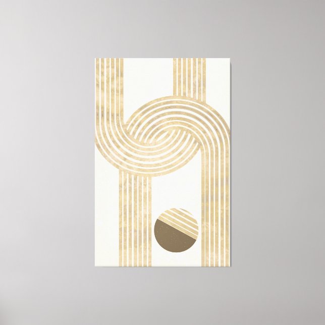 Modern design with beige and yellow stripes canvas print (Front)