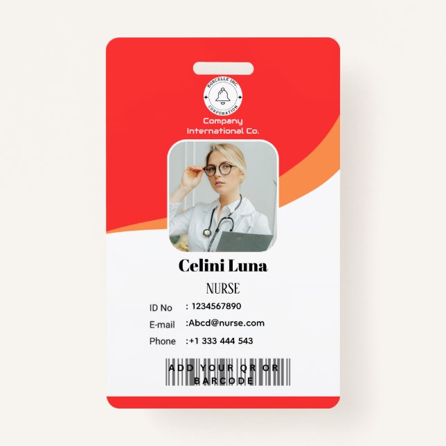 Modern Design with EMT Barcode Integration ID Badge (Front)