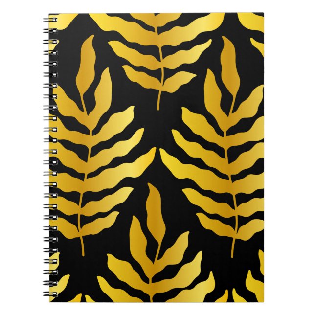 Modern design with leaves. Tropical leaves of gold Notebook (Front)
