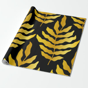 Modern design with leaves. Tropical leaves of gold Wrapping Paper