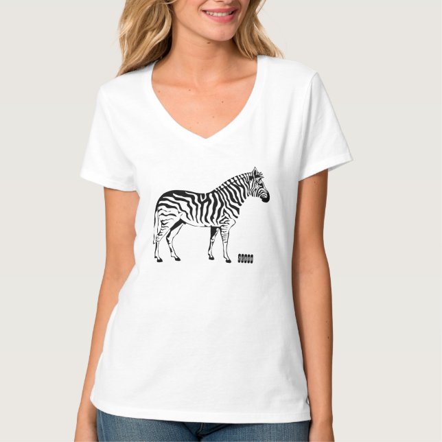 Modern design zebra print for her white T-Shirt (Front)